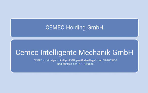 Struktur der CEMEC: Eigenständiges Unternehmen im Sinnder der EU.Verordnung 2003/36. Holding und Betriebs GmbH