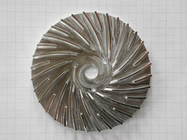 Sample of the turbine disk. Material is titanium alloy to be as light as possible.